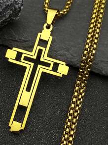 吊坠不锈钢男士项链 适合男士 女士 金色 男士链式项链 - 項鍊 - 查看 9