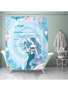 1pc/4pcs Ocean Creatures Multifunctional Bathroom Decoration Set: Waterproof Shower Curtain With 12 Hooks, Anti-Slip Bath Mat, U-Shape Floor Mat, And Round Toilet Seat Cover - Comprehensive Bathroom Solution Bathroom Accessories Back To School