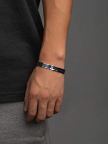 2025 奢华不锈钢时尚手镯，奢华朋克个性化多色开口袖口手镯珠宝配饰男士礼物 - 開口手鐲 - 查看 5