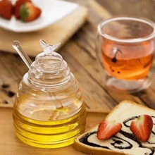 1 件蜂蜜勺，创意可爱玻璃长柄搅拌棒，适用于咖啡、果酱，无容器，长 15 厘米