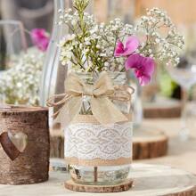 1pc Jute Ribbon, 2in/2.5in * 6 Yards, Craft Wire Edged Ribbon For Gift Wrapping Bouquet, DIY Bows, Wreaths And Sashes, Suitable For Weddings, Birthdays, Festivals And Parties