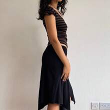 Women's Polka Dot  Striped Tie-Back Blouse - Boho Summer Fashion - 棕色 - 查看 4