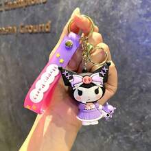 Sanrio Sanrio 1pc Kuromi Series Keychain Cute Anime Doll Key Chain Ring Bag Backpack Charm Car Key Pendant Women Daily Use Gift,Kuromi,Kuromi Stuff,Kuromi Keychain
