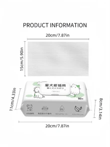 1 包透明质酸注入宠物湿巾，低过敏性狗和猫湿巾，用于清洁和控制气味，爪子、身体和臀部，无香味，80 片 - 白色 - 查看 5