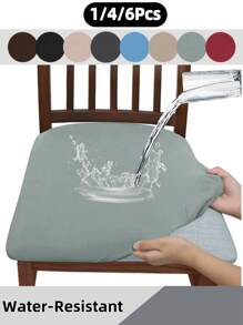 Solid Color High Elastic Chair Seat Cover, Waterproof Dustproof Wear-Resistant, Suitable For Dining Chairs, Office And Home Decor, Washable Dust-Proof Protective Cover, Suitable For Dining Room, Hotel, Home Bench Use, Universal Milk Silk Chair Seat Cover, Dining Chair Cover, Dining Table Chair Cover, Dining Chair Cover Set, 1, 4 Or 6 Pieces - Multicolor - View 8