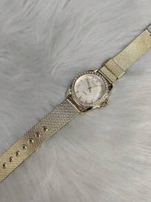 Relogio Feminino Dourado De Quartzo De Resina