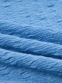 Blue Color Sexy Off Shoulder Front Ruched Top With Tight Fit Design And Textured Fabric For Casual Commute Simple Going Out Tops Vacation Beach Outfits Spring And Summer New Fashionable Women's Clothing - Blue - View 8