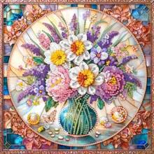 1pc DIY Fantasy Floral Pattern Diamond Painting Kit With Unique Diamonds, Crystal Canvas Wall Art, Suitable For Home Decor Or Unique Birthday Gift