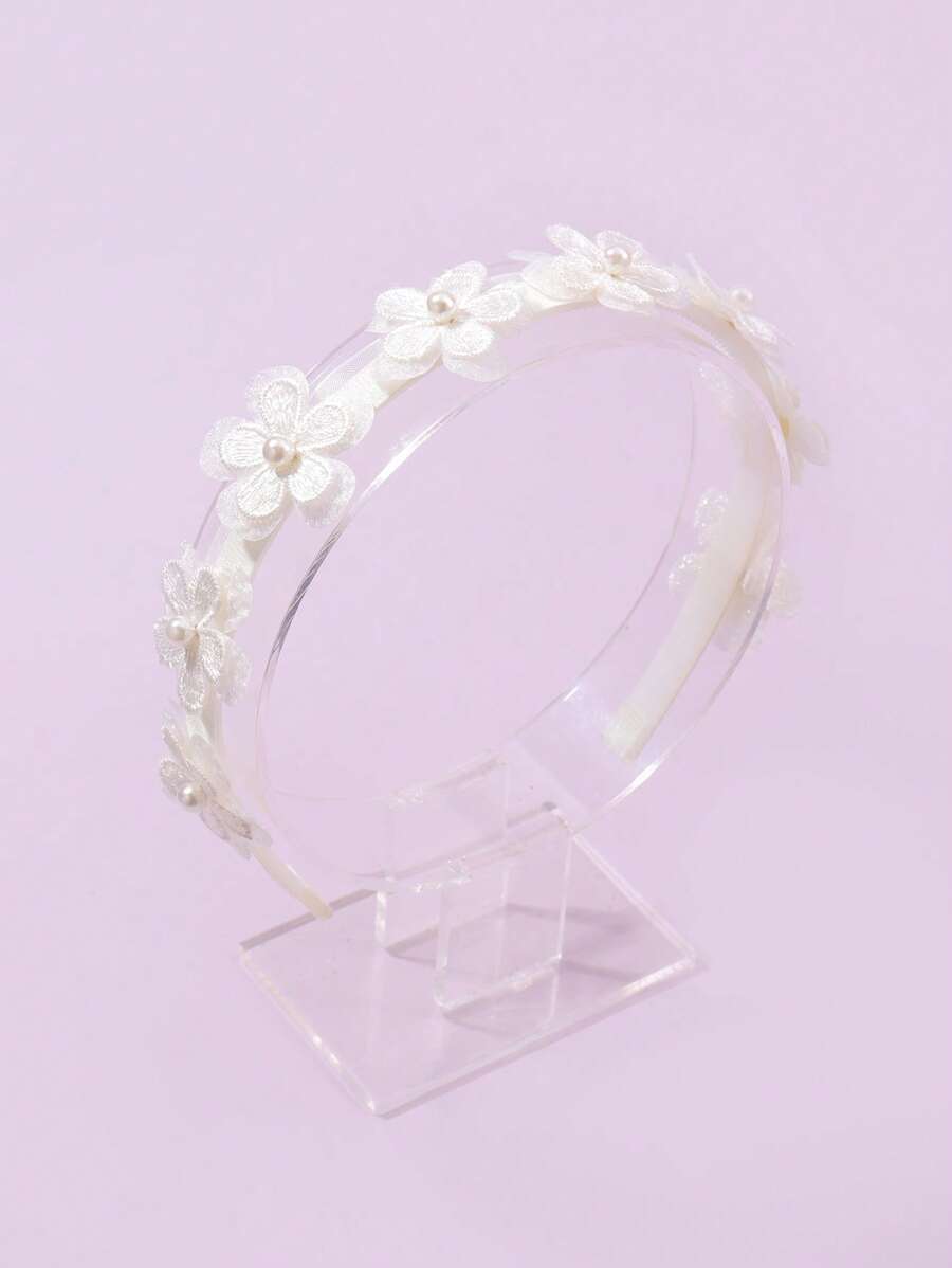 1pc Flower Hair Hoop With Plastic, Suitable For Daily Use - Beige - View 1