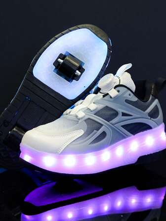 7 种颜色 USB 充电 LED 发光运动鞋，透气网眼运动鞋，适合儿童、男孩、女孩幼儿到大童，春夏户外、跑步、休闲、轮滑