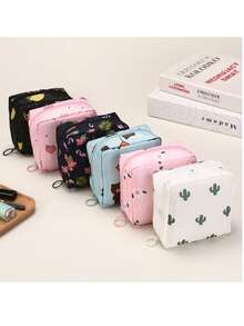 1pc New Cute Girl Feminine Hygiene Pad Storage Bag, Women/Girls Sanitary Napkin Holder Pouch, Portable Coin Purse - Multicolor - View 3