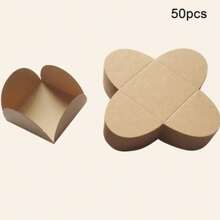 50pcs Chocolate Packaging Trays, White & Black Paper Spacer Boxes, Folding Flower-Shaped Wrapper Candy & Dessert Base For Wedding, Birthday, Party Supplies - Multicolor - View 13