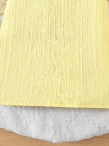 女童可爱蕾丝边无袖连衣裙（配迷你背包），春夏 - 黃色 - 查看 6