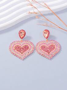 juran 1 para diamentowych błyszczących dużych sercowych kolczyków wiszących dla kobiet, prezent na dzień matki