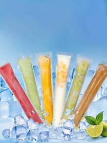 10/50/100 st Transparenta engångsglasspåsar, Ice Pop-form för hemmabruk, förseglad, Köldbeständig, för juice, läsk, frukt, frysning - Multifärgad - Visa 1