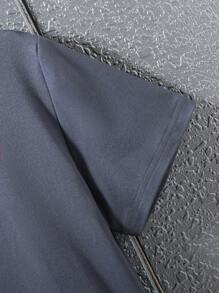 Tween Boy Summer Round Neck Short Sleeved Fashionable Casual T-Shirt, Fun Letter Slogan Printed Pattern Top - Dark Grey - View 6