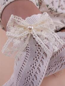 Lace Ruffle Princess Mesh Breathable Socks New Transfer Socks Pearl Socks Children Ankle Long Sock Summer Baby Girls Kids Toddler For 0-3Years Beige - Beige - View 6