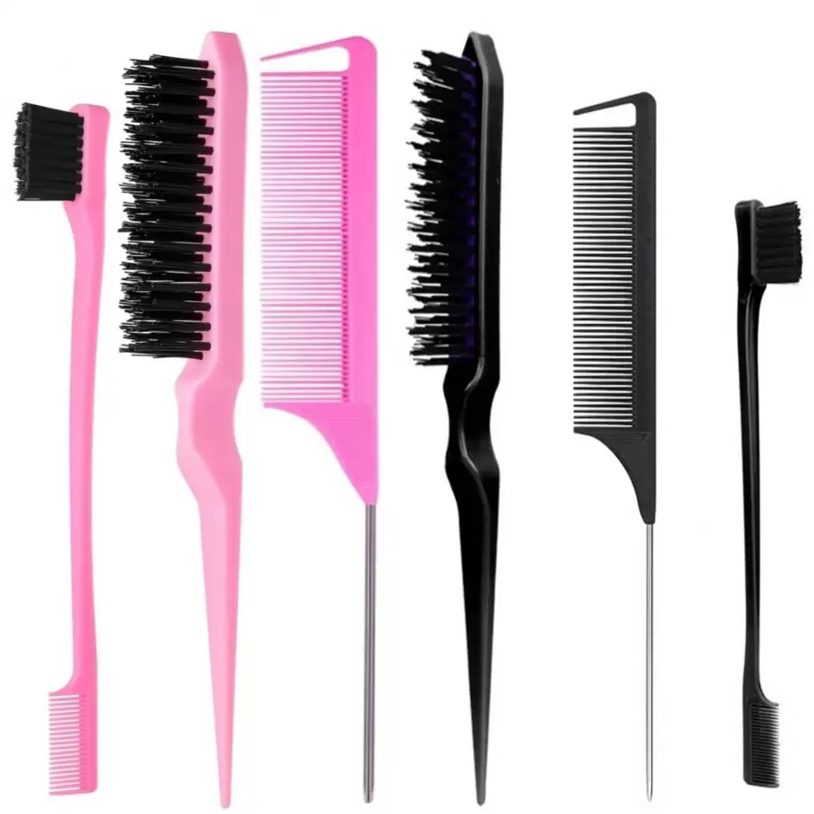 3 件套美发套装：细尾梳、分区梳、双头眉刷、修边刷、梳理刷