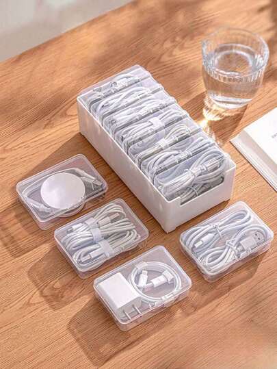 7pcs/3pcs/1pc Cable Management Box - Desktop Charging Cord Organizer With Power And Data Storage, Winder For Mobile Device Chargers,Back To School,School Supplies