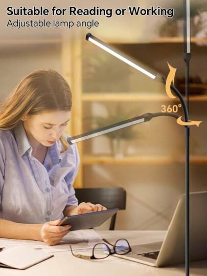 LED Vloer Lamp Adjustable Temperature Dimmable Brightness Moderne Lamps, USB Height Gooseneck St ing Work Verlichting Reading, Office, Living Room, Bedroom, Eyelash Extensions, Facial Spa, Salon Makeup view 3