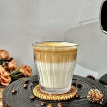 高品质玻璃杯，拿铁，冰美式，卡布奇诺，Ins 风格小麦设计咖啡杯 - 無色 - 查看 3