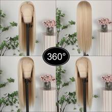 13X6 Platinum White Synthetic Lace Front Wigs 28 Inch Pre Plucked Long Straight Hair Wigs Glueless White Wigs Heat Resistant Fiber Hair Natural Halloween Wigs Platinum Blonde Lace Front Wigs For Women For Daily Christmas Party Cosplay Use - Light Blonde - 查看 8