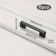 6 Pcs/Set Black Solid Aluminum Alloy Cabinet Handles, American Style Kitchen Cabinet Drawer Pulls With Mounting Screws - Polished Surface Furniture Hardware - Black - View 6