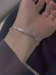 1pc Niche Design INS Luxury Geometric S925 Sterling Silver Bracelet, Delicate Versatile Accessory, Gift For Women Daily Wear