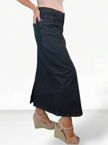 Paulo Due Stretch Denim Maxi Skirt - Black and White - View 3