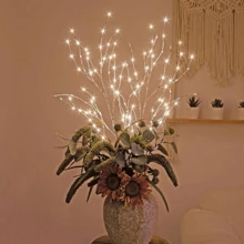 1个20颗LED灯珠的DIY白色桦树枝灯，电池供电，花瓶树枝装饰灯，节日氛围装饰，仙女灯串，柳枝灯，适用于家居卧室壁炉室内外装饰 - 多色 - 查看 9