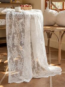 1pc White Lace Tablecloth, Simple & Romantic Lace Table Cover Suitable For Holidays, Parties, Banquets, Restaurants, Weddings, Home Dining Table Decor