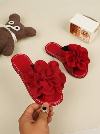 1 pereche de sandale superioare cu imprimeu floral, la moda pentru copii, ocazional, confortabile, sandale de plajă pentru copii, șlapi de exterior pentru copii