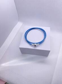 1 pièce Bracelet  rond à boucle de charme de haute qualité pour femmes, convient pour le port quotidien, compatible avec les perles de charme, cadeau parfait pour Noël et la Saint-Valentin