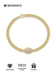 1pc Moissanite 925 Sterling Silver Women Bracelet, Luxury Fashion Mother's Day, Valentine's Day, Wedding, Anniversary, Birthday Gift