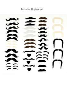 2/6/7/12/48pcs Party Dress Up Props - Lareth Fake Beard Simulation Beard, Goose Yellow Eyebrow Beard, Fake Beard Props, 48 Artificial Beard Party Supplies, Handlebar Mustache Dress Up Beard Headpiece Photo Props