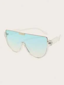 1 pieza Gafas de mujer con montura transparente de media montura con empalme de metal para uso casual diario, gafas de moda para estilo callejero y vacaciones - transparente - Ver 2