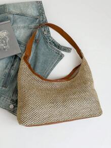 Bolso de hombro de mujer tejido de paja de moda