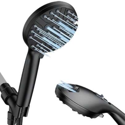 Black Large Universal Rain Showerhead – 8 Spray Modes, High-Pressure & Water-Saving | Ideal For Low Water Pressure