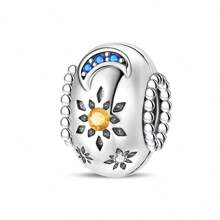 1 件镀银星光神秘星系闪耀宇宙轨迹星夜流动蓝色编织梦幻翅膀恶魔之眼鸢尾花（友谊长存）丰收葡萄羽毛彩色安全扣按扣适用于原创蛇形手链项链手链串珠 DIY 珠宝制作送给女朋友的奢华礼物 - W-PAC1629 - 查看 18