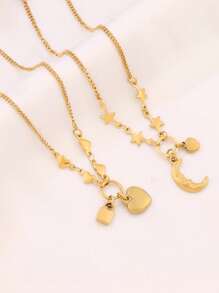 1 件装不锈钢锁月心形吊坠链脚链女式时尚星星链脚踝手链沙滩珠宝 - 腳鍊 - 查看 1