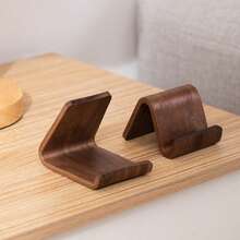 1pc Wooden Desktop Mobile Phone Stand, Desk Organizer Holder Back To School Room Decor Home Decor Decor Ornaments Home Miniature Things - Multicolor - View 10