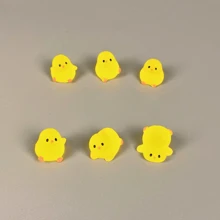 6 pièces Éléments de charme 3D adorables en forme de poulet jaune fluorescent, fabriqués en résine ABS. Accessoires de décoration animale amovibles et non intégrés, DIY. - Jaune citron - Voir 11