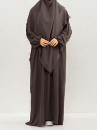 1 Set Solid Color Breathable Fabric Women Hijab And Muslim Abaya, Suitable For Women's Daily Wear For Dress