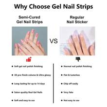 1 Piece Of Semi-Cured Gel Nail Sticker, White French And Flower Design, 20 Finger Full Nail Gel Sticker, Suitable For Girls' Daily Life. Nails - Dusty Pink - View 8