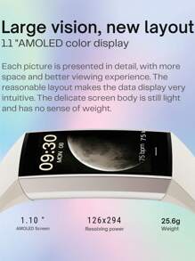 EFFEOKKI EFFEOKKI 1.1" AMOLED Fitness Tracker Smart Watch For Man Women Smart Bracelet Sport Band Waterproof Pedometer Heart Rate/Blood Pressure/Blood Oxygen Monitor Smartwatch