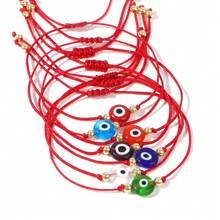 7pcs Colorful Evil Eye Beaded Bracelet, Bohemian Style Woven Rope Bracelet With Glass Crystal Beads - 7pc Demon Eye - View 5