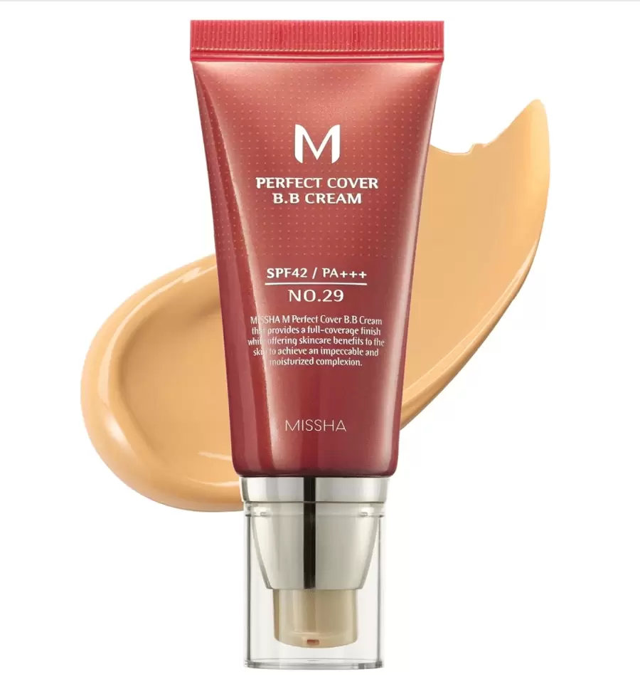 Missha M Perfect Cover BB 霜 No.27 蜜米色 - 中性/暖色調 1.69 液量盎司 - 帶 SPF 的臉部潤色保濕霜 - 29 caramel beige - 查看 1