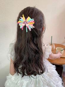 2 piezas Lazos de cabello de Korker arcoíris para niñas, lazos de Korker rizados con brillo, pinzas de cocodrilo para el cabello, accesorios para el cabello coloridos y rizados para niñas pequeñas, lazos para coletas, pasadores para niños
