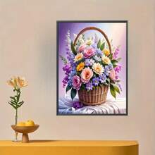 3D Diamant Kunst Blumenkorb Set - atemberaubendes kreisförmiges Acryl Edelstein Kunstwerk, DIY Handwerk und Dekorations Set, ohne Rahmen, geeignet für Zuhause, Schlafzimmer, Wohnzimmer, bietet entspannende Hobby-Erfahrung