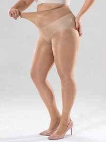 1pc Women Plus Size 0D Ultra-Thin Non-Laddering Pantyhose, Suitable For Spring And Summer - Multicolor - View 3